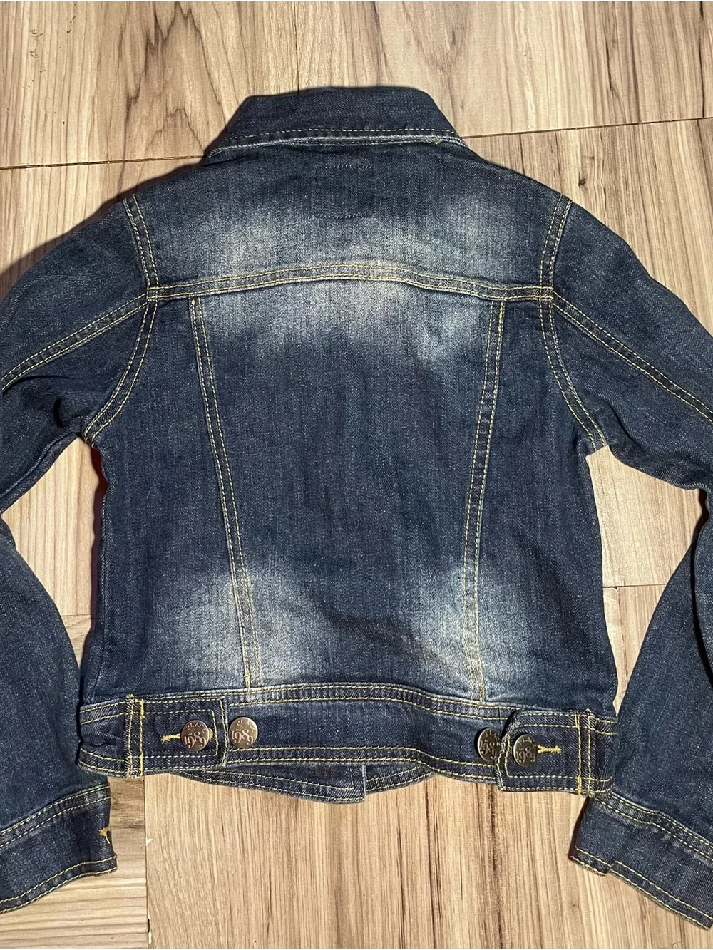 The Children’s Place Girls Distressed Denim Jacket Studded Pockets M 7/8